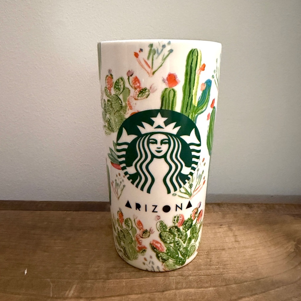 “Local Collection” Starbucks Arizona Cactus Ceramic Tumbler Cup, 12 Oz, No Lid
